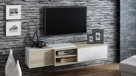 Szafka RTV SIGMA1 180 sonoma/biały połysk - Galeria zdjęcie 4