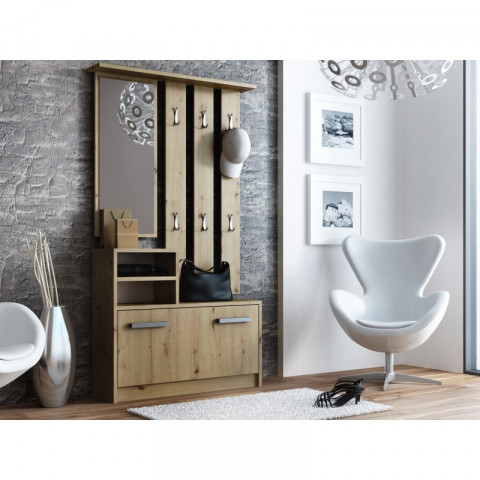 GARDEROBA-SZAFKA, LUSTRO, WIESZAK DĄB ARTISAN - Galeria zdjęcie 3