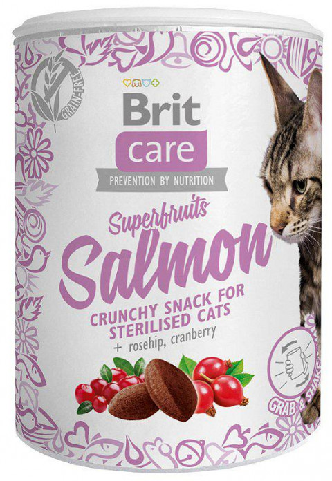 Brit Care Cat Snack Superfruits Salmon - przysmak dla kota - 100 g - Galeria zdjęcie 1