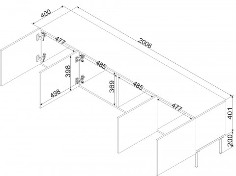 Szafka RTV SIENA 200x40x60 czarny mat - Galeria zdjęcie 4