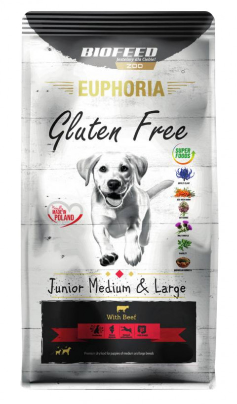 BIOFEED Euphoria Gluten Free Junior medium & large Wołowina - sucha karma dla psa - 12 kg - Galeria zdjęcie 1