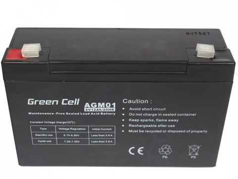 GREEN CELL AKUMULATOR ŻELOWY AGM01 6V 12AH - Galeria zdjęcie 4
