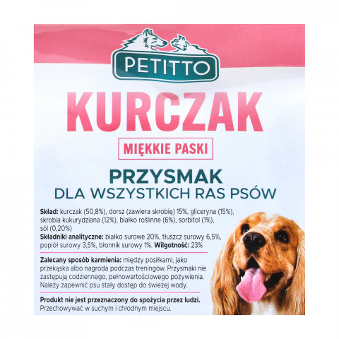PETITTO Miękkie paski z kurczaka - przysmak dla psa - 500 g - Galeria zdjęcie 4