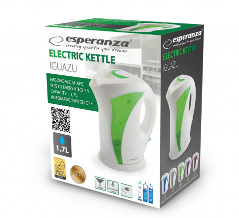 Czajnik elektryczny Esperanza Igazu EKK018G (1,7l 2200W biały/zielony) - Galeria zdjęcie 2