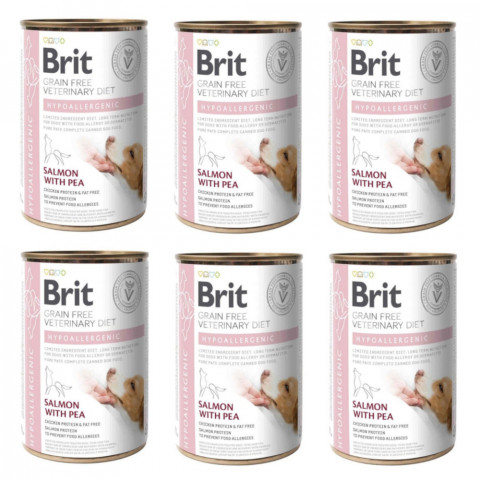 BRIT Grain Free Vet Diets Dog Hypoallergenic Łosoś & Groszek - mokra karma dla psa - 6x400 g - Galeria zdjęcie 1