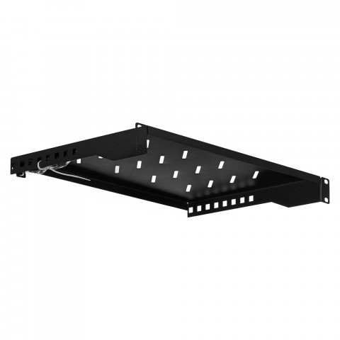 Lanberg półka do szaf 19'' 600mm (1U, 483x300mm, udźwig do 25kg) czarna - Galeria zdjęcie 4