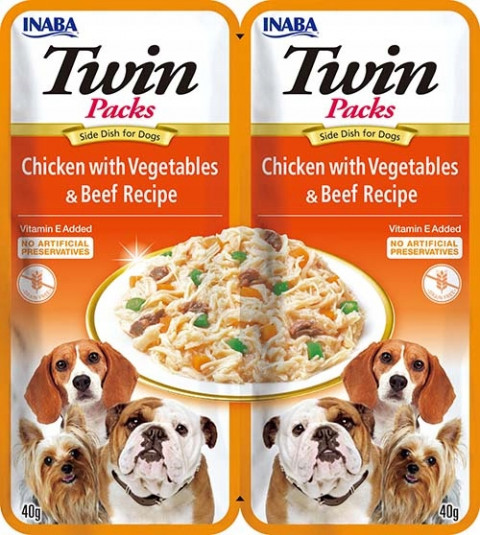 INABA Dog Twin Kurczak z warzywami i wołowiną w bulionie - przysmak dla psa - 2x40g - Galeria zdjęcie 1