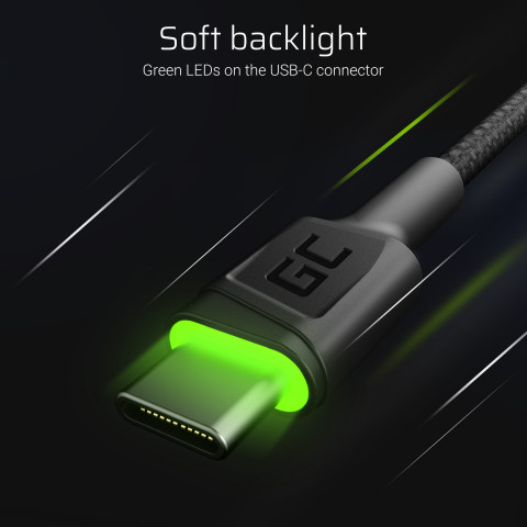 GREEN CELL KABEL KABGC13 USB-USB-C 2M OPLOT LED - Galeria zdjęcie 3