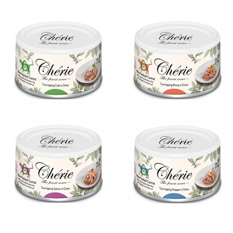 CHERIE Indoor Hairball Control Mix Smaków z Tuńczykiem w sosie - mokra karma dla kota - 24x80g - Galeria zdjęcie 2