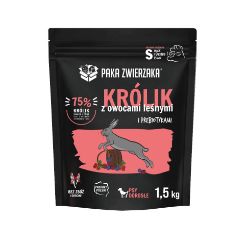 PAKA ZWIERZAKA Królik z owocami leśnymi S - sucha karma dla psa - 1,5kg - Galeria zdjęcie 1
