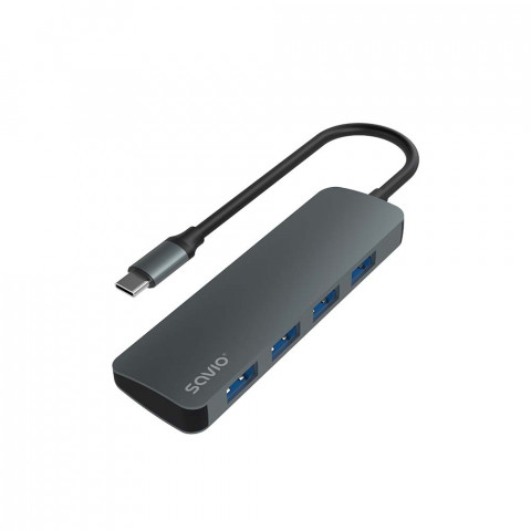 SAVIO AK-54 HUB USB-C - 4 X USB-A, SZARY - Galeria zdjęcie 5