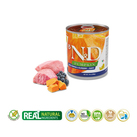 FARMINA N&D Pumpkin Dog Lamb, Pumpkin, Blueberry Puppy - mokra karma dla szczeniąt - 2x285 g + 1 Gratis! - Galeria zdjęcie 4