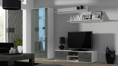 Szafka RTV SOHO 140 biały/ szary połysk - Galeria zdjęcie 3