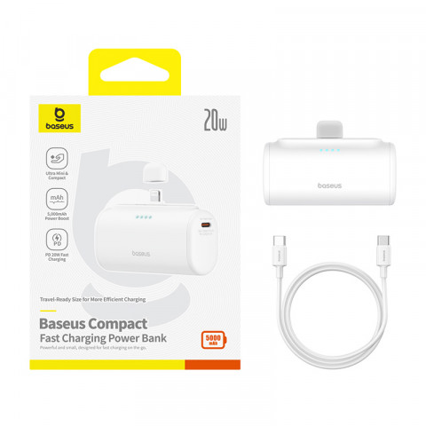 Powerbank Baseus Compact IP 5000mAh 20W USB-C/Lightning (biały) - Galeria zdjęcie 6