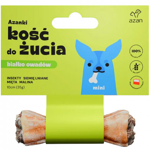 AZANKI Kość z insektami i miętą MINI - przysmak dla psa - 10cm - Galeria zdjęcie 1