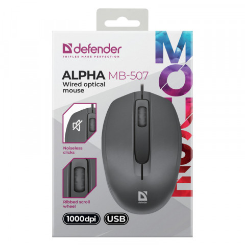 DEFENDER MYSZ ALPHA MB-507 SILENT CZARNA 1000dpi 3P - Galeria zdjęcie 5