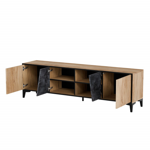 Szafka RTV 4D OVO 180x38xH53 dąb/beton - Galeria zdjęcie 2