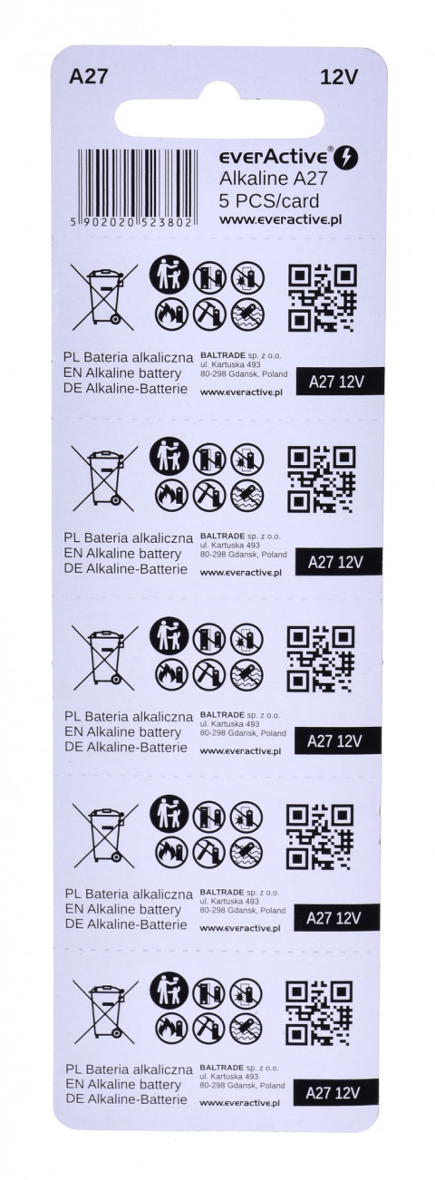EVERACTIVE BATERIE ALKALICZNE 27A5BL - Galeria zdjęcie 2