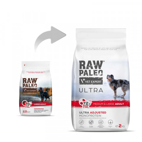 VETEXPERT Raw Paleo Ultra Medium&Large Adult Wołowina - sucha karma dla psa - 2kg - Galeria zdjęcie 3