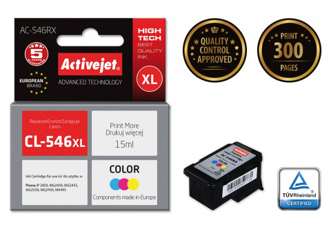 Activejet AC-546RX Tusz do drukarki Canon, Zamiennik Canon CL-546XL; Premium; 15 ml; kolor. - Galeria zdjęcie 2