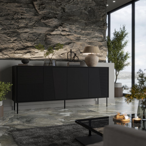 Komoda 4D ABI 200x45x88 czarny mat - Galeria zdjęcie 3