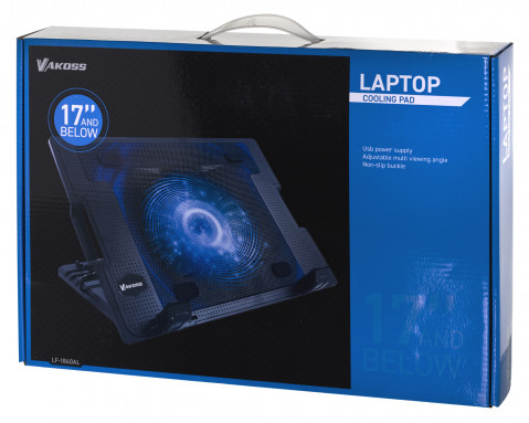 VAKOSS PODSTAWKA CHŁODZĄCA POD NOTEBOOKA 17",1 WENTYLATOR, LED, REGULACJA WYSOKOŚCI, LF-1860AL CZARNA - Galeria zdjęcie 18