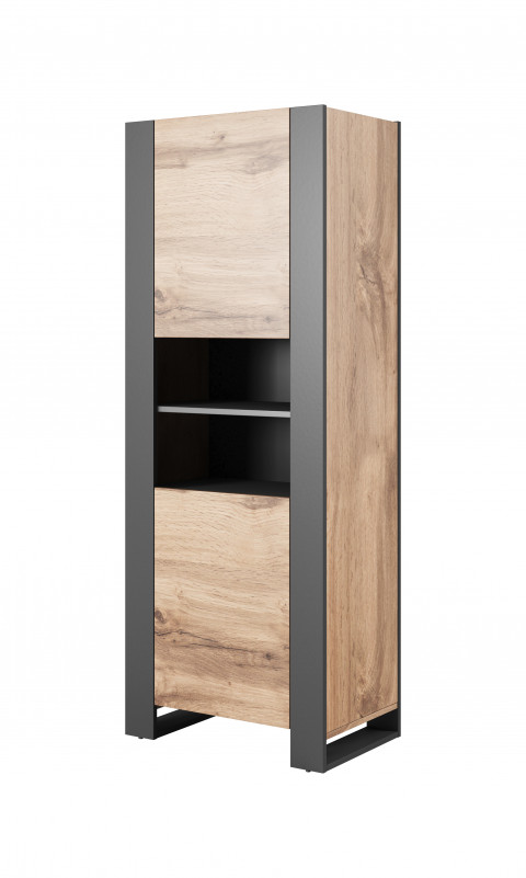 Regał WOOD 65x40x170 dąb wotan + antracyt - Galeria zdjęcie 1