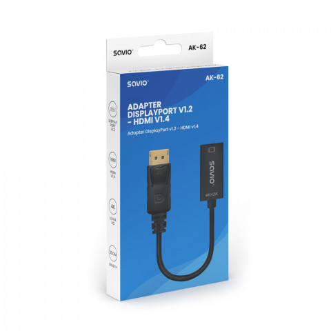 SAVIO ADAPTER DISPLAYPORT (M) – HDMI (F) 4K, AK-62 - Galeria zdjęcie 4