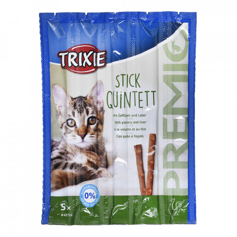 TRIXIE Stick Quintett Premio Paluszki z wątróbką drobiową - przysmak dla kota - 5x5 g - Galeria zdjęcie 1