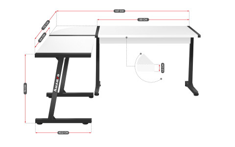 Biurko gamingowe Huzaro Hero 6.0 White - Galeria zdjęcie 8