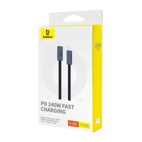 Kabel Baseus Typ C-Typ C 240W 1m (czarny) - Galeria zdjęcie 7