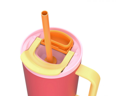 Kubek termiczny z teleskopową słomką Kambukka Rio Tumbler 950ml Pink Papaya - Galeria zdjęcie 5