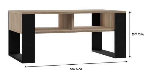 Stolik ława MODERN 2P 90x58xH50 sonoma/czarny - Galeria zdjęcie 4