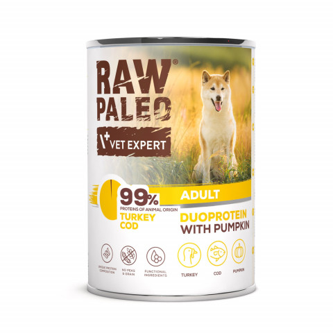 RAW PALEO Duoprotein Turkey & Cod Adult - mokra karma dla psa - 400g - Galeria zdjęcie 1