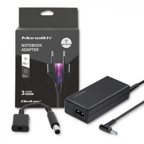 QOLTEC ZASILACZ DO HP 65W 19V 3.33A, 4.5*3.0+ADAPT - Galeria zdjęcie 3