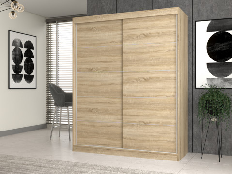 Szafa z drzwiami przesuwnymi i ozdobnymi szprosami IGA 160x61xH200 sonoma - Galeria zdjęcie 2