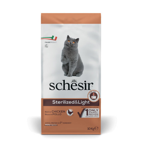 SCHESIR Adult Sterilized & Light Bogata w kurczaka - sucha karma dla kota - 10kg - Galeria zdjęcie 1