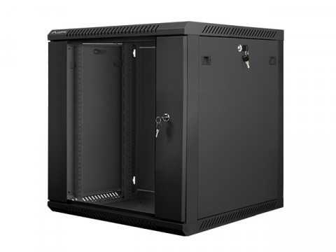 Lanberg szafa instalacyjna wisząca 19'' 12U 600x600mm czarna (drzwi szklane) - Galeria zdjęcie 2