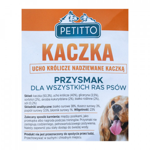 PETITTO Ucho królicze nadziewane kaczką - przysmak dla psa - 500 g - Galeria zdjęcie 4