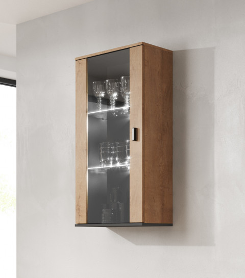 Witryna wisząca SOHO dąb lefkas+ czarny - Galeria zdjęcie 2