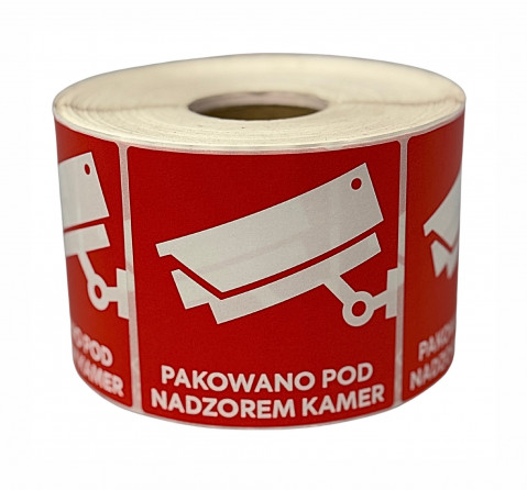 BSTech Etykieta samoprzylepna "Pakowane pod nadzorem kamer" 80x80 1000 szt - Galeria zdjęcie 4