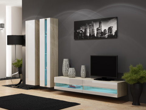 Zestaw meblowy VIGO NEW 5 sonoma/biały połysk - Galeria zdjęcie 1