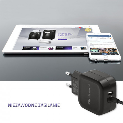 Qoltec Ładowarka sieciowa do Smartfona | 17W | 5V | 3.4A | USB+ USB typC - Galeria zdjęcie 3