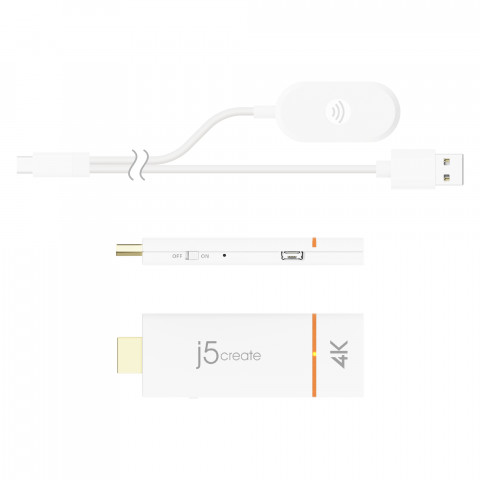 Nadajnik i odbiornik audio/video bezprzewodowy j5create ScreenCast 4K Wireless Display Adapter; kolor biały JVAW76-N - Galeria zdjęcie 2