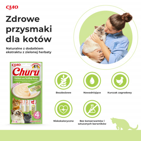 INABA Churu Kurczak z przegrzebkami - przysmak dla kota - 4x14 g - Galeria zdjęcie 2