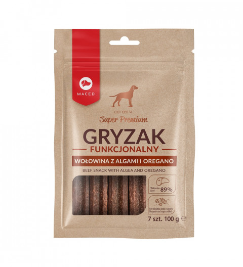 MACED Gryzak funkcjonalny Wołowina z algami i oregano - przysmak dla psa - 100g - Galeria zdjęcie 1