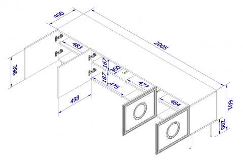 Szafka RTV PALAZZO 200x42x60 czarny + dąb craft - Galeria zdjęcie 4