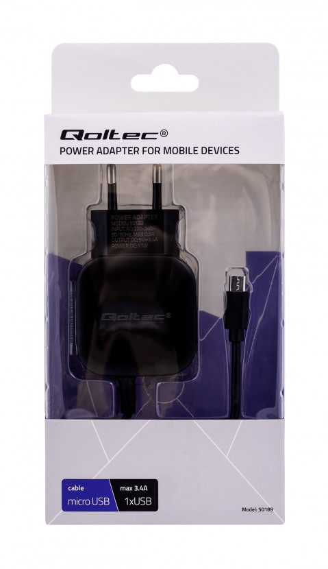 Qoltec Ładowarka sieciowa do Smartfona/Tabletu | 17W | 5V | 3.4A | USB+Micro USB - Galeria zdjęcie 6