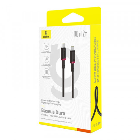 Kabel Baseus Dura Typ C-Typ C 100W 2m (czerwono-czarny) - Galeria zdjęcie 6
