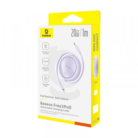 Kabel Baseus Free2Pull 20W 1m (fioletowy) - Galeria zdjęcie 6